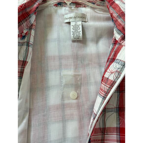 Drapers & Damons Lightweight Fireworks Lined Jacket 4th July gingham 2X Women's - Picture 10 of 11